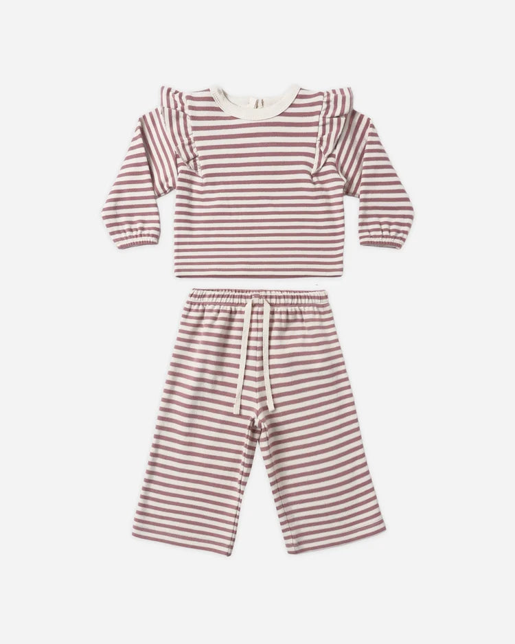 Ruffle Set / Mulberry Stripe