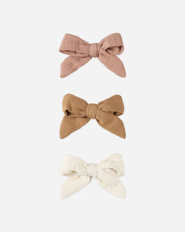 Bow W Clips Set 3 | Rose Natural Golden