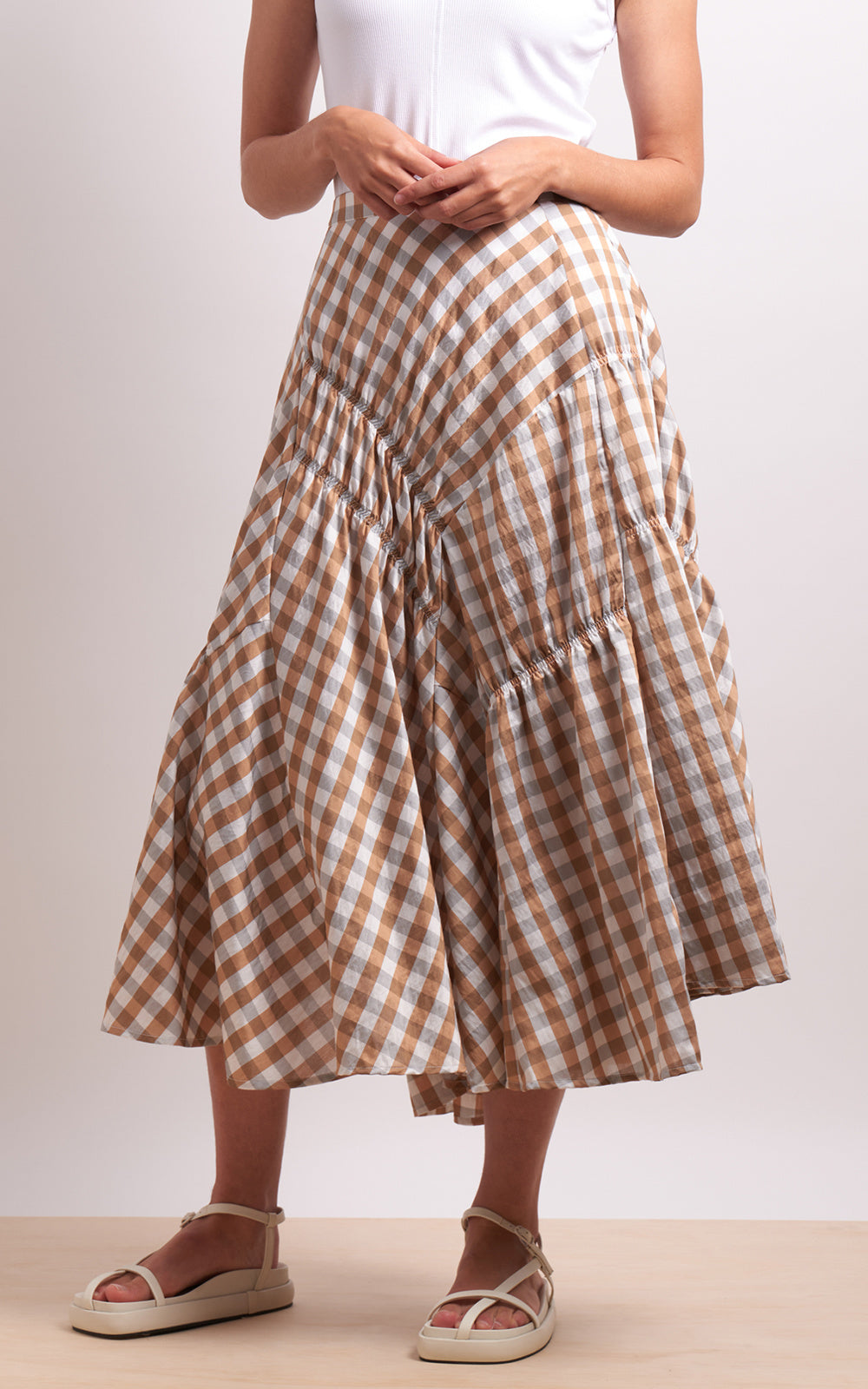 In Stitches Skirt / Sand Check