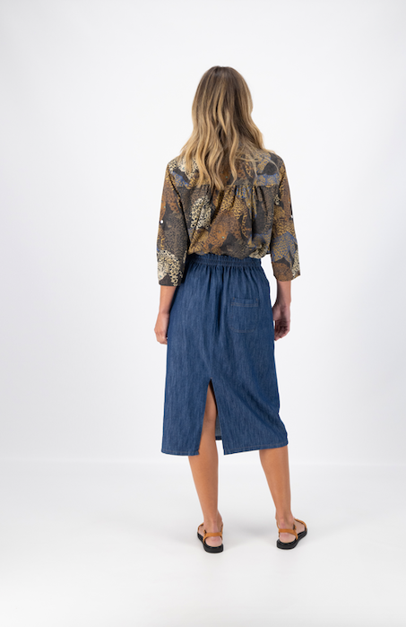 Hepburn Panorama Skirt | Mid Wash Denim