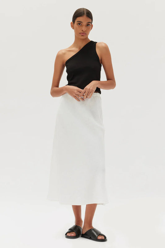 Stella Linen Bias Skirt | White