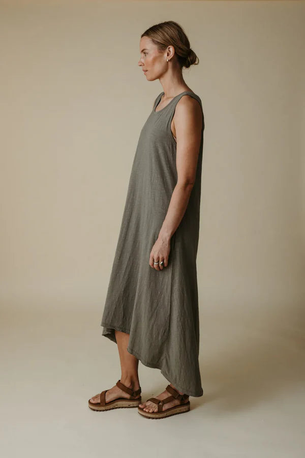 Shoreline Fine Slub Breeze Dress | Dusty Olive