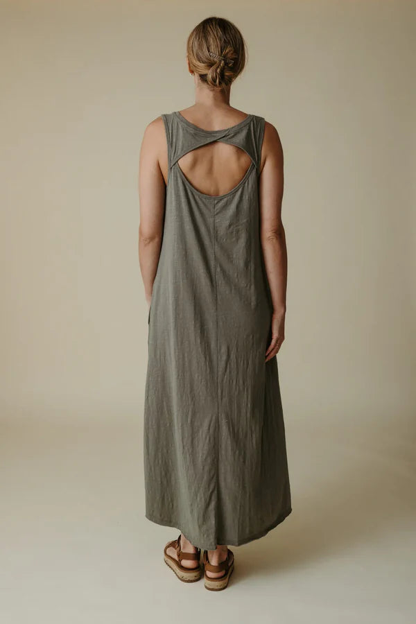 Shoreline Fine Slub Breeze Dress | Dusty Olive