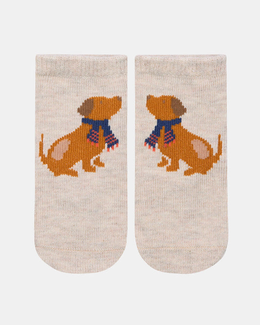 Organic Ankle Socks Jacquard / Puppy Dog