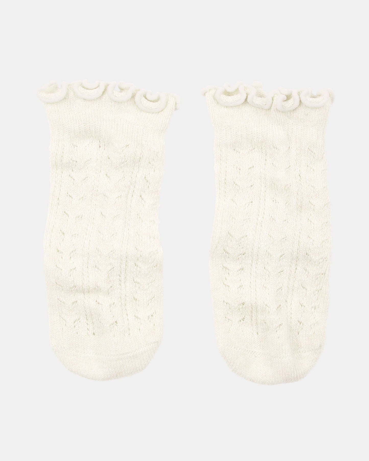 Organic Knee Socks / Frilly Lace - Cream
