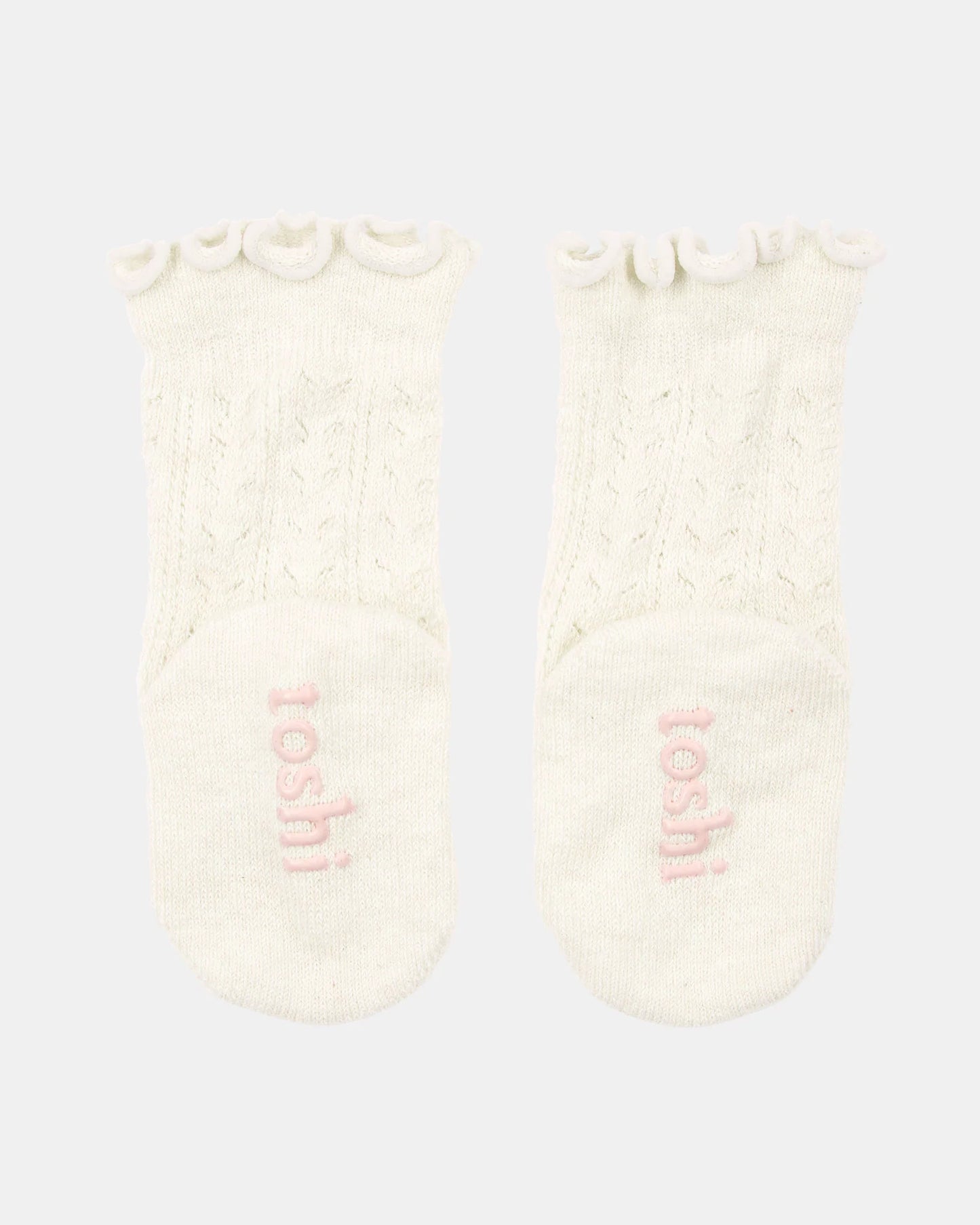 Organic Knee Socks / Frilly Lace - Cream