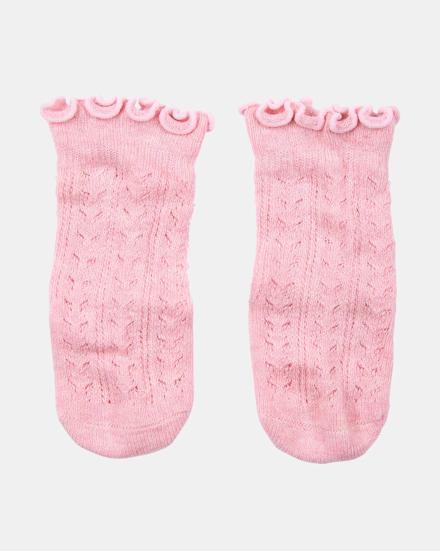 Organic Knee Socks / Frilly Lace - Misty Rose