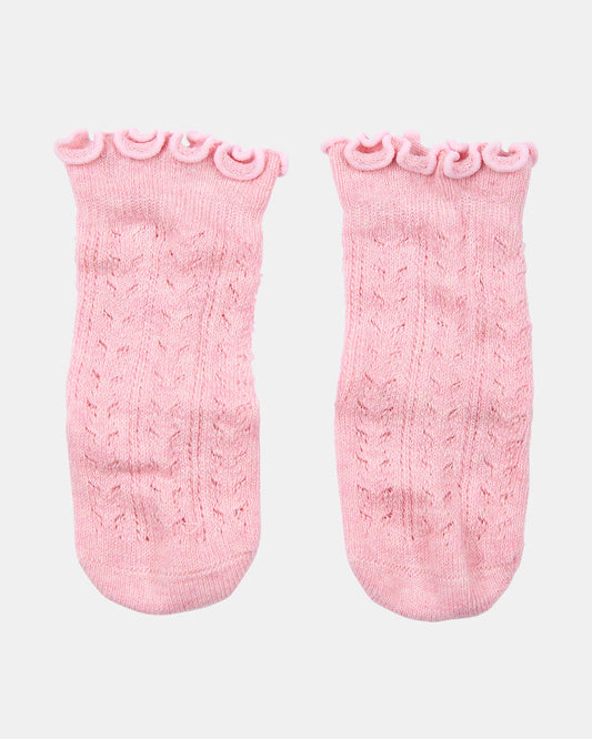 Organic Knee Socks / Frilly Lace - Misty Rose