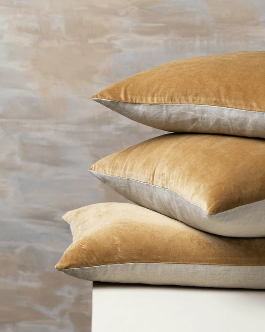 Linen Velvet Square Cushion | Nutmeg