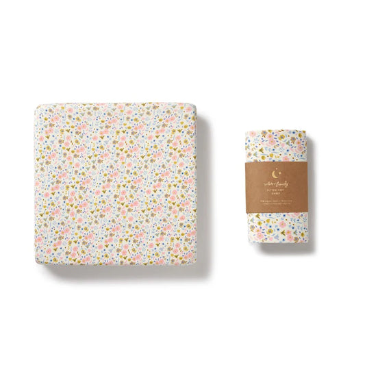 Organic Fitted Cot Sheet | Ava Floral