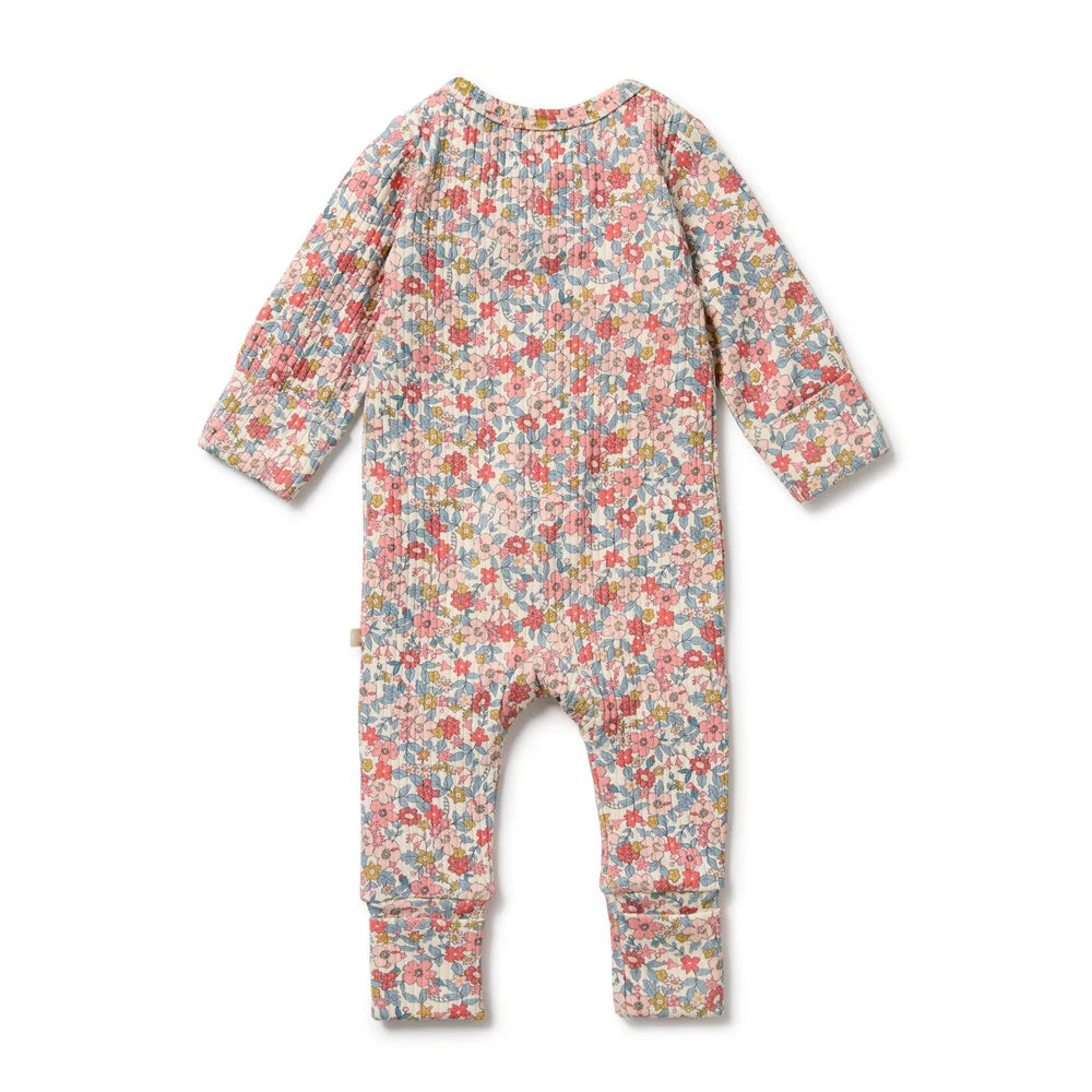 Organic Zipsuit with Feet / Summer Bloom