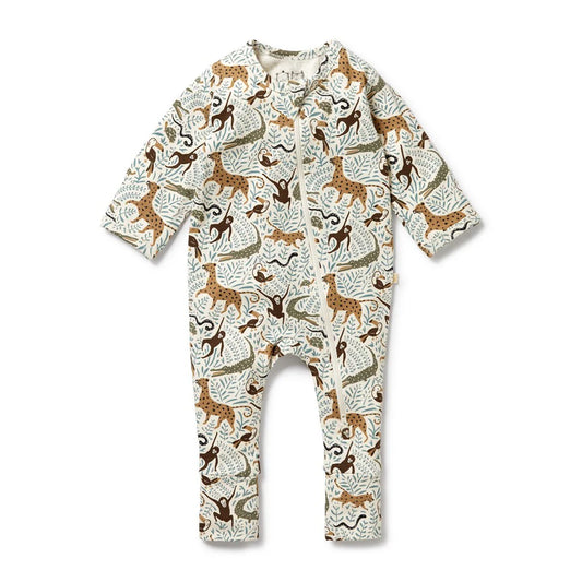 Organic Zipsuit with Feet / Mini Jungle