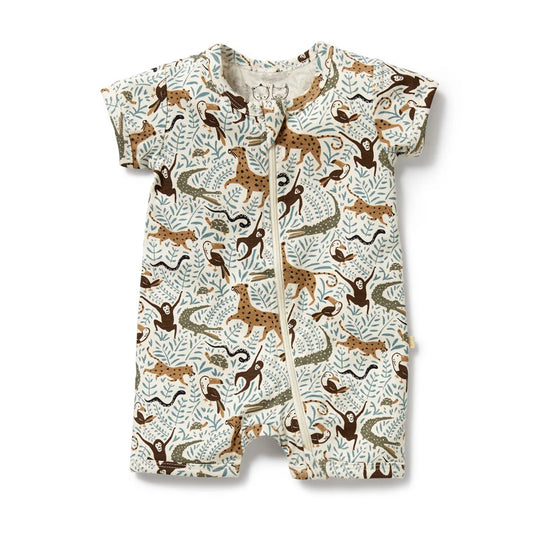 Organic Boyleg Zipsuit / Mini Jungle