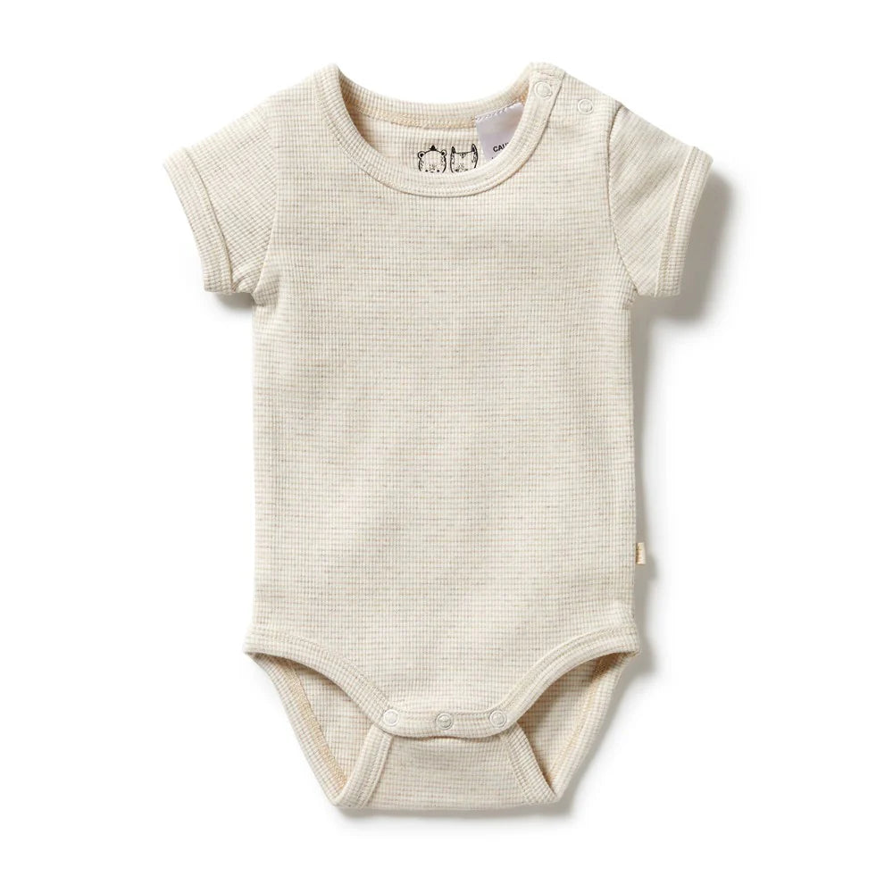 Organic Stripe Rib Bodysuit / Oatmeal