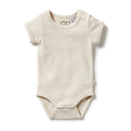Organic Stripe Rib Bodysuit / Oatmeal