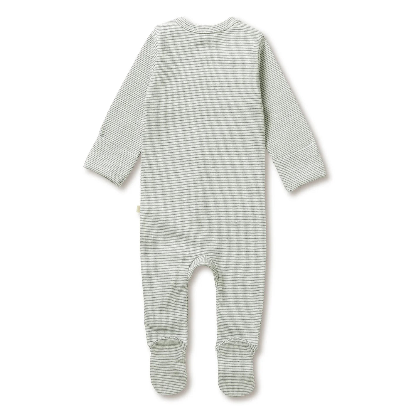 Organic Stripe Rib Zipsuit with Feet / Fern