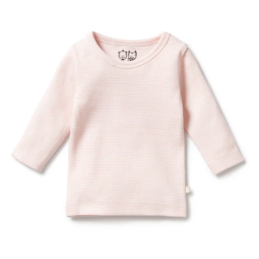 Organic Stripe Rib Long Sleeve Top | Cantaloupe