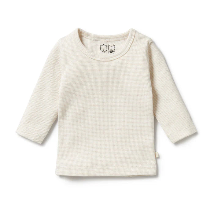 Organic Stripe Rib Long Sleeve Top | Oatmeal