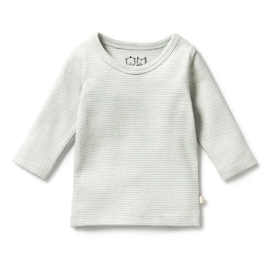 Organic Stripe Rib Long Sleeve Top | Fern