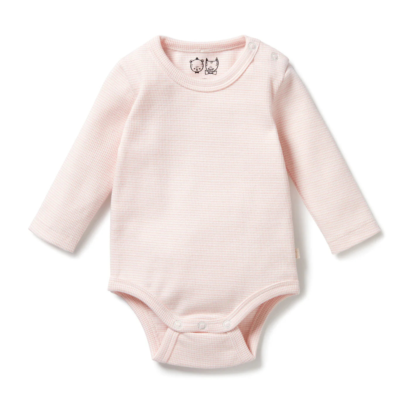 Organic Stripe Rib Long Sleeved Bodysuit / Cantaloupe