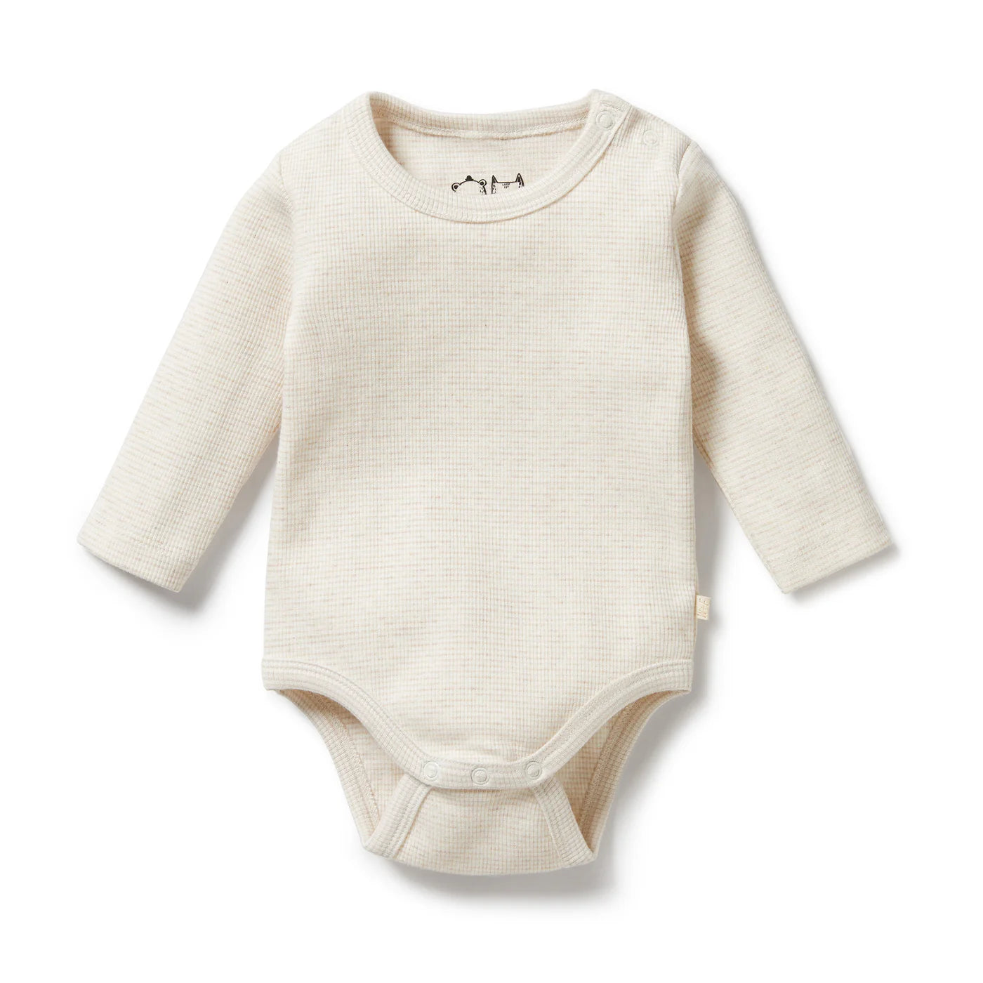 Organic Stripe Rib Long Sleeved Bodysuit / Oatmeal