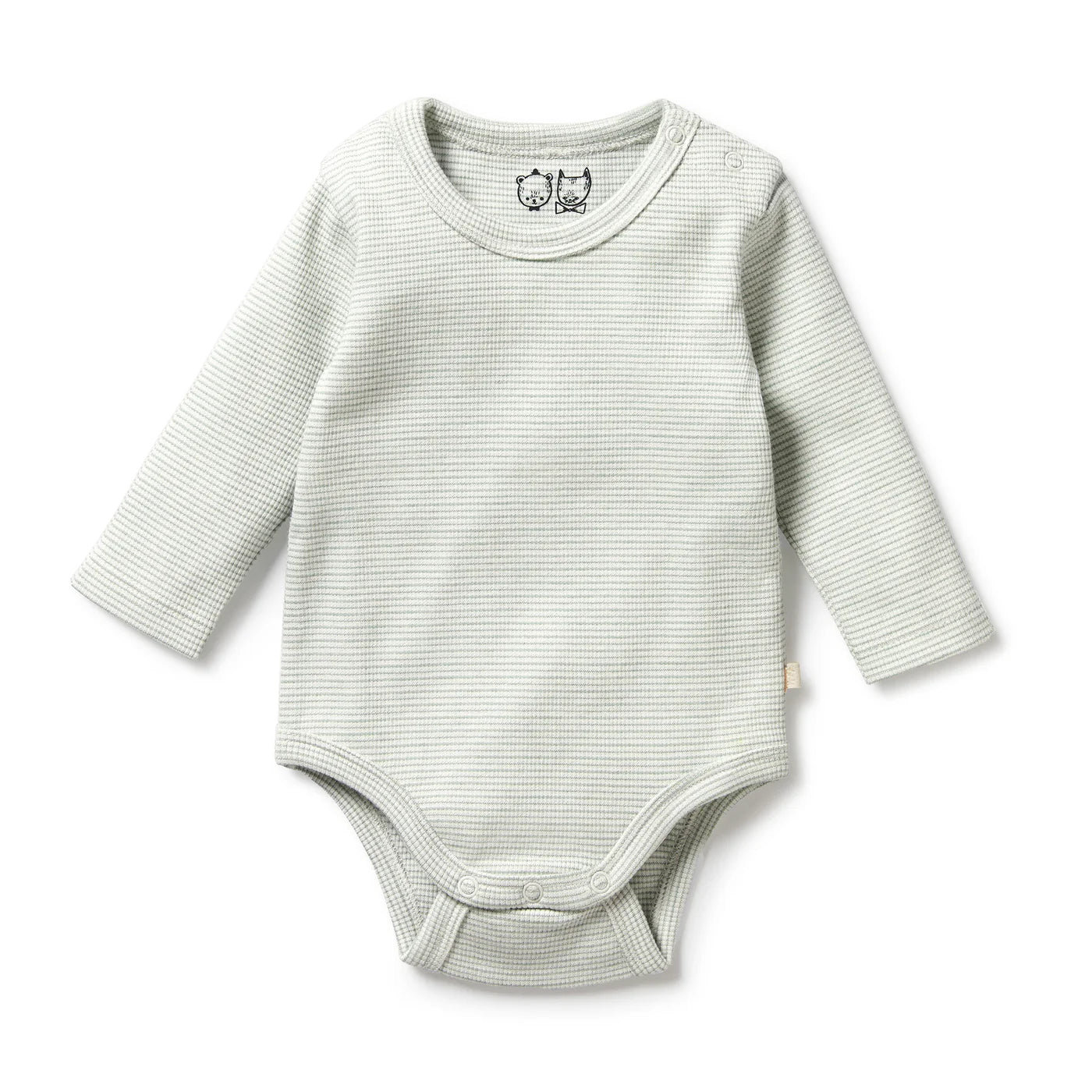 Organic Stripe Rib Long Sleeved Bodysuit / Fern