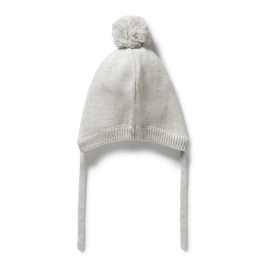 Organic Knitted Bonnet | Grey Melange