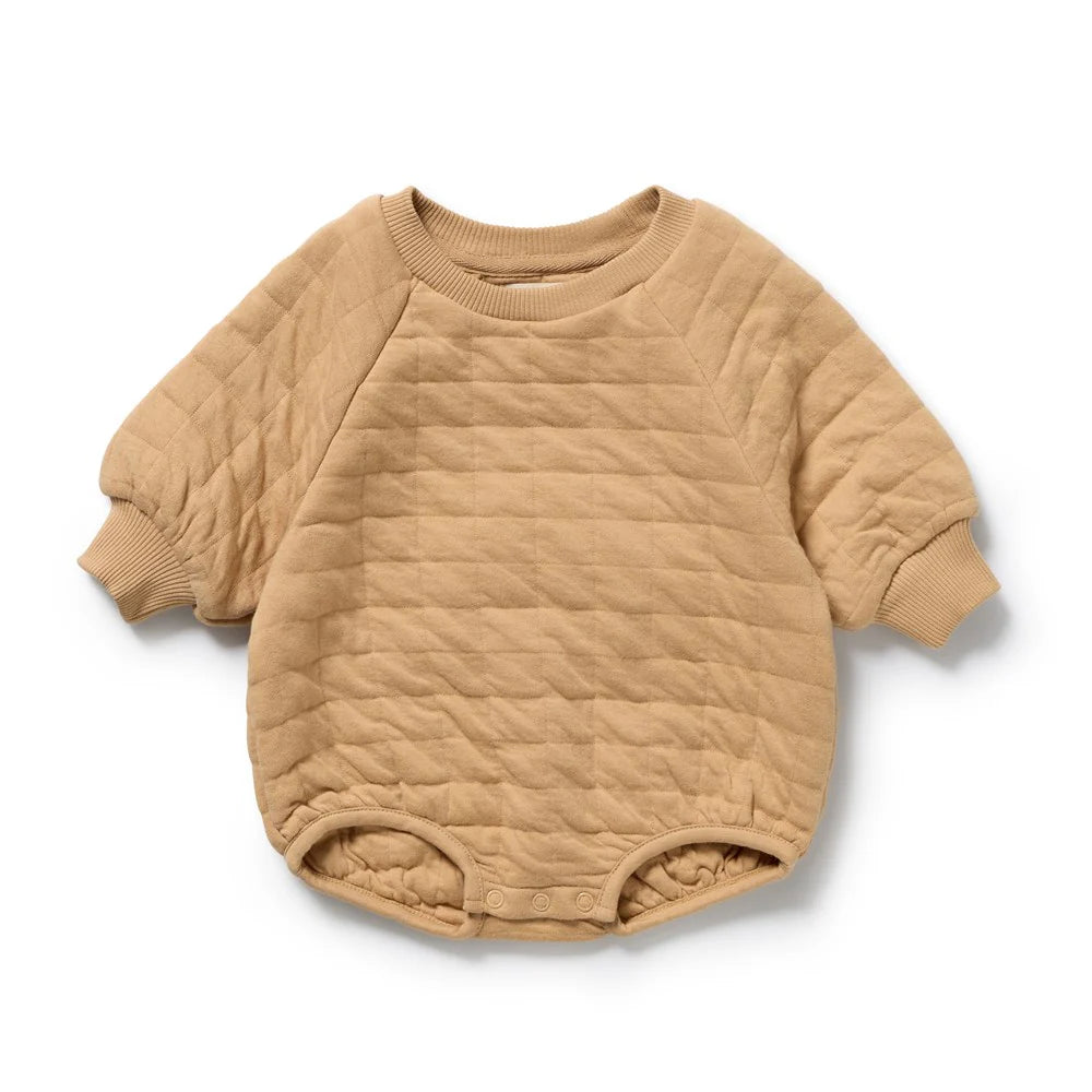 Organic Quilted Bodysuit / Honey Fawn