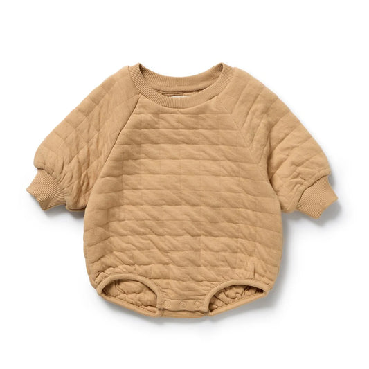 Organic Quilted Bodysuit / Honey Fawn