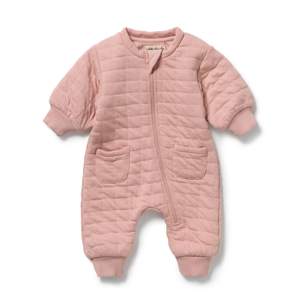 Organic Quilted Growsuit / Rose