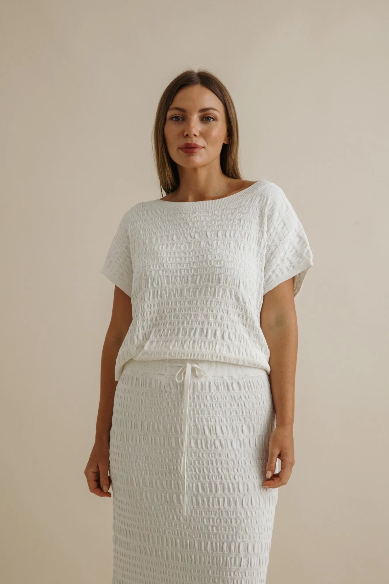 Waves Pleat Pullover / Vanille