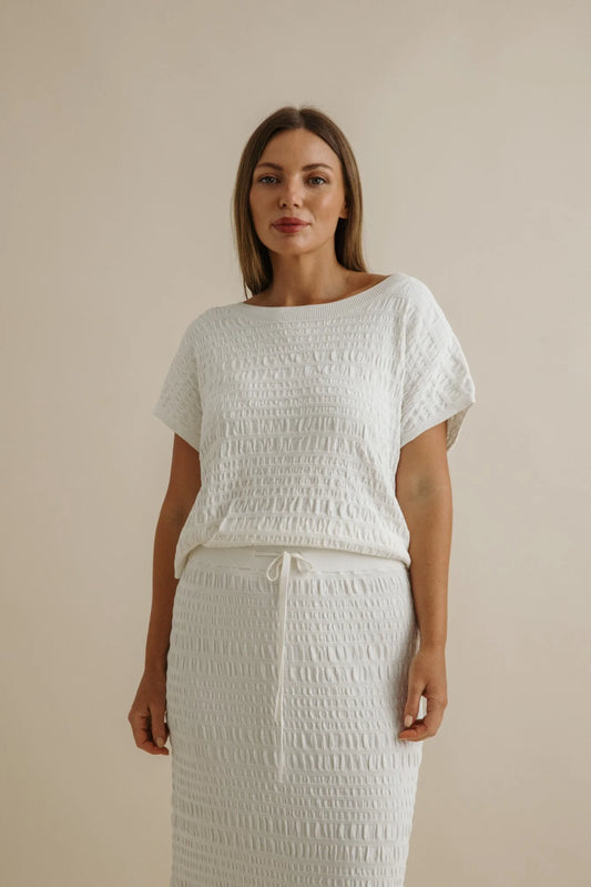 Waves Pleat Pullover / Vanille