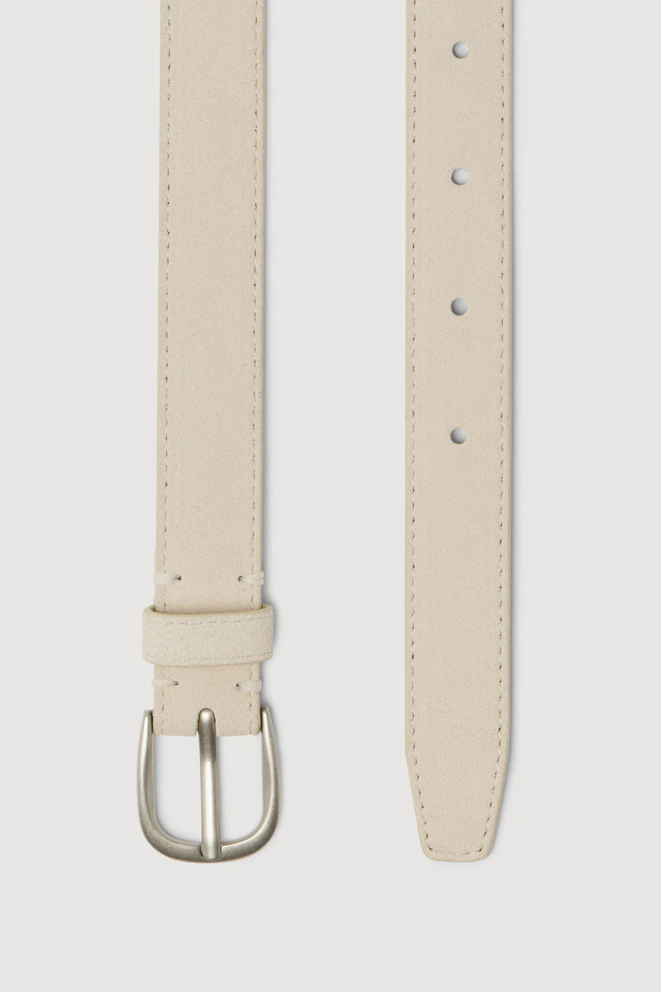 Slim Suede Belt | Cream/ Silver