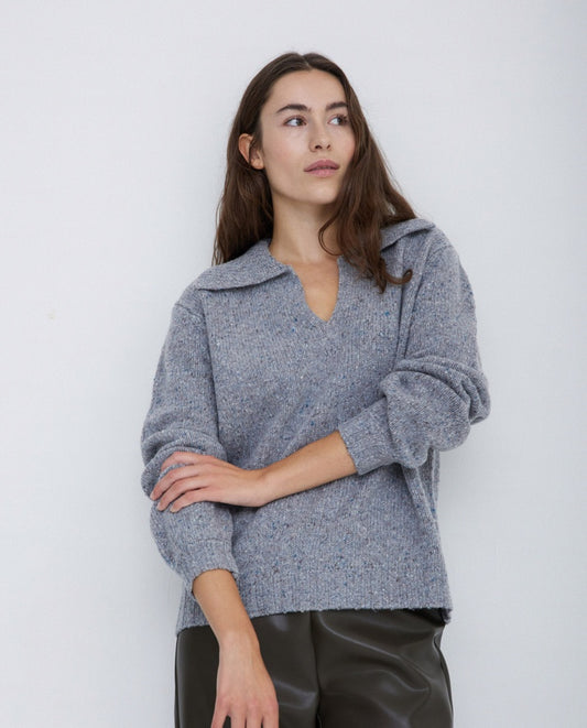 Polo Neck Wool Sweater | Grey