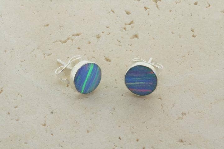 Opal Stud / Circle - Blue Rose