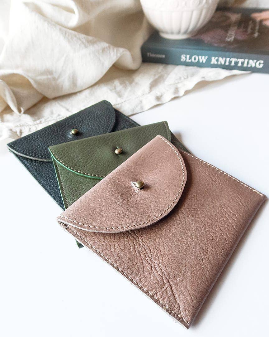 Leather Coin and Card Wallet: Black