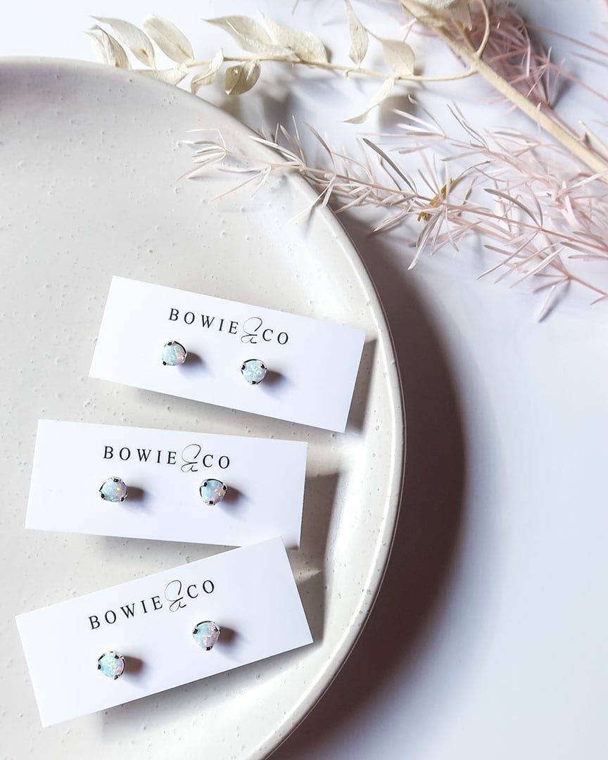 Opal Stud Earrings: Gold