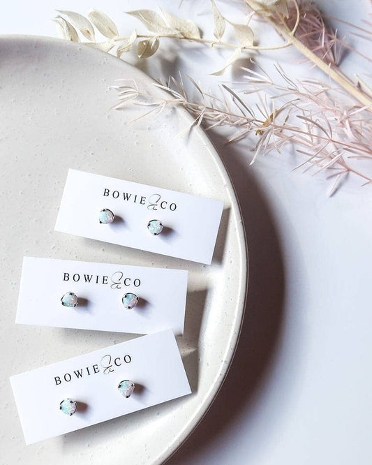 Opal Stud Earrings: Gold