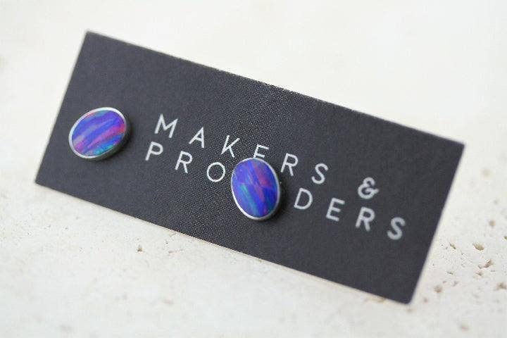 Opal Stud / Oval - Grape