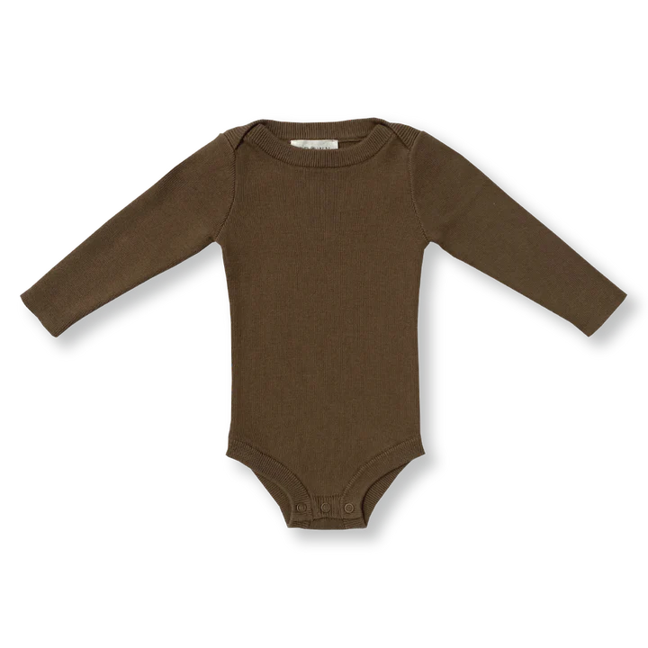 Organic Ribbed Bodysuit | Clay