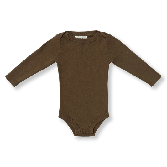 Organic Ribbed Bodysuit | Clay