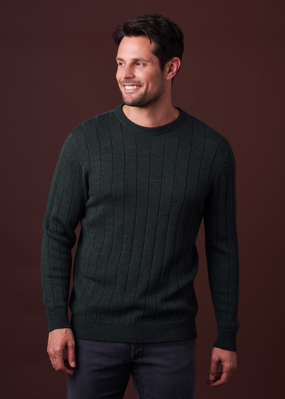 Daniel Rib Crew Neck Jumper | Seaweed