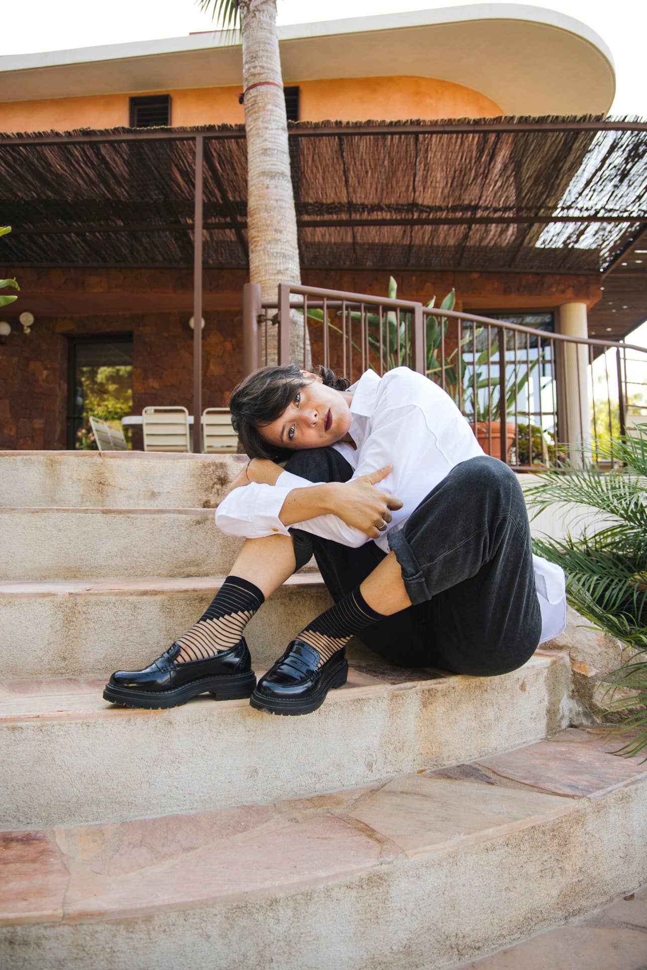 SHIBUYA BLACK • Women's graphic sheer socks: 39/41
