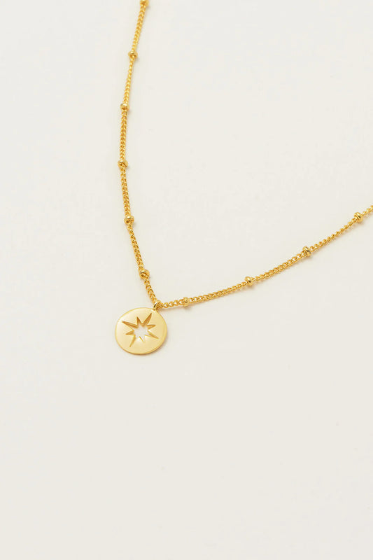 Starburst Disc Necklace / Gold Plated