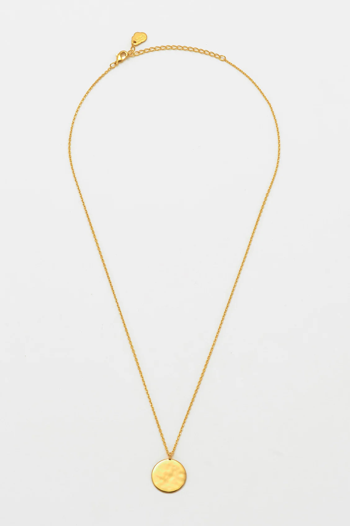 Hammered Disc Pendant Necklace / Gold Plated