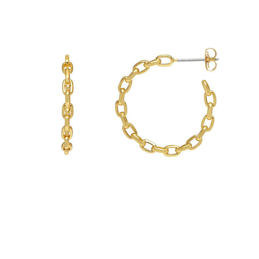 Chain Hoop Earrings / Gold Plated