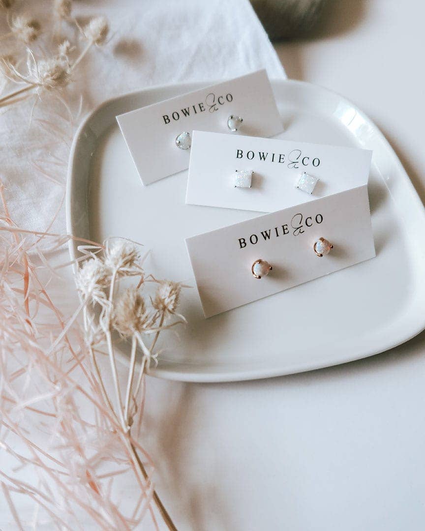Opal Stud Earrings: Gold