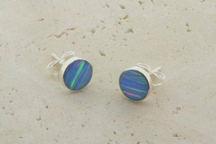 Opal Stud / Circle - Blue Rose