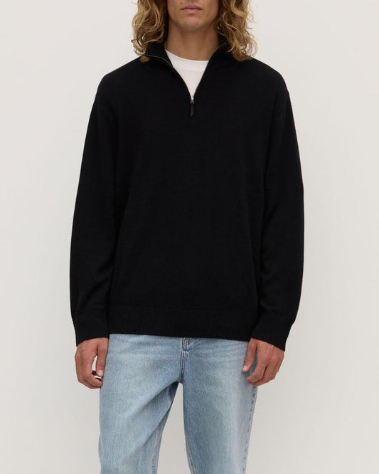 Half Zip Knit / Austin Wool Cashmere - Black