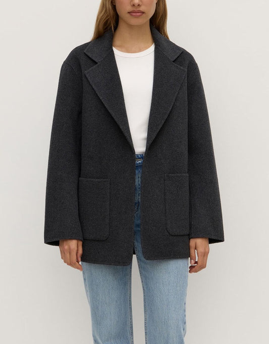 Single Breasted Coat / Calido Wool - Charcoal Marle